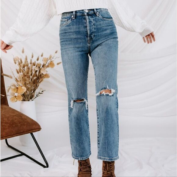 Blank NYC Baxter Ribcage Straight Leg Denim Jeans Size 26 in Whirlwind Blue NWT - Picture 1 of 11